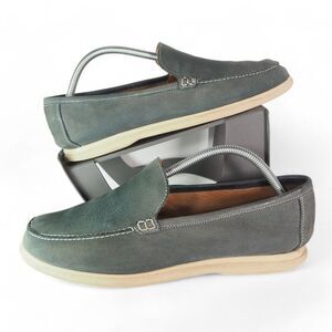 Johnnie-O Malibu Suede Slip-on Moccasin Loafers Greenish Grey M29719 Men's 9.5M